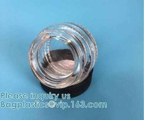 barattolo del vetro trasparente del concentrato della cera di 3ml 5ml 7ml, forma rotonda Mini Glass Jar riutilizzabile, bottiglia di vetro