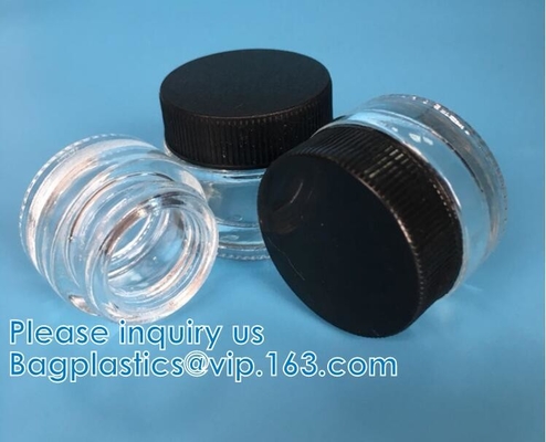 barattolo del vetro trasparente del concentrato della cera di 3ml 5ml 7ml, forma rotonda Mini Glass Jar riutilizzabile, bottiglia di vetro