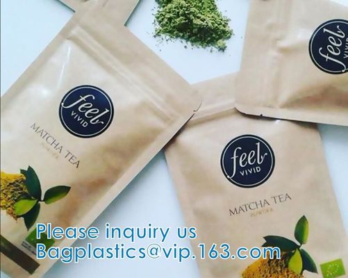 Sacchetto della carta kraft, borse della prova di odore, cima impermeabile per stoccaggio dell'alimento, chiusura lampo resistente dello zip, saldabile a caldo