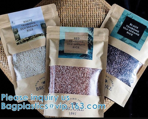 Borse del riso, sacchetto del riso, sacchetto del cursore con i prodotti alimentari, del maniglia, i sacchetti nutrienti dell'alimento, del tè e del caffè