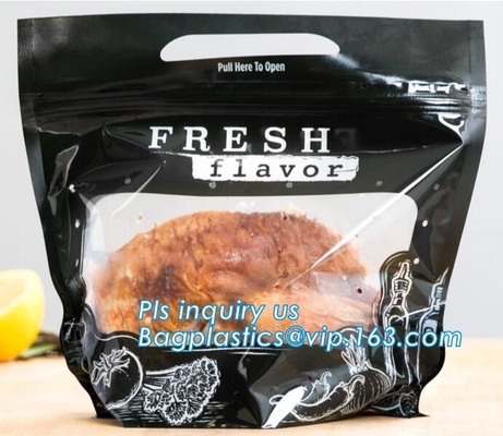Borse risigillabili del sacchetto del pollo di Rotiserrie, anti nebbia, griglia, forno, imballaggio arrostito e caldo della borsa di carne con la finestra