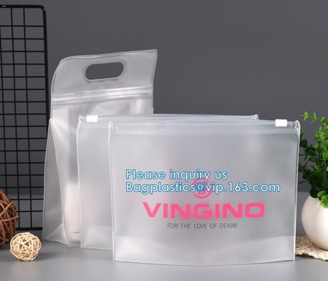 PVC EVA Swimwear Clothing Ziplock Bag, borsa d'imballaggio di Matte Frosted della chiusura lampo cosmetica biodegradabile del cursore