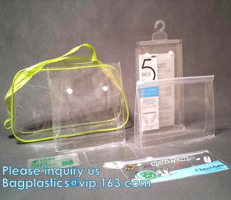 PVC EVA Swimwear Clothing Ziplock Bag, borsa d'imballaggio di Matte Frosted della chiusura lampo cosmetica biodegradabile del cursore