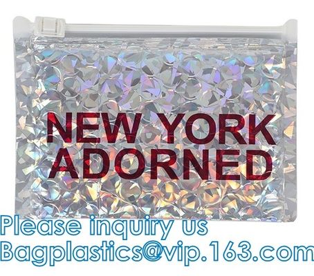 Matte Glossy Holographic Zip lockk Bags metallico riutilizzabile, chiusura lampo d'imballaggio cosmetica richiudibile del cursore del sacchetto della bolla