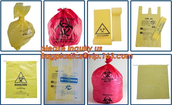 Disposizione sicura, rischio biologico che identifica, borsa autoclavabile, polipropilene, sacco trasparente eliminabile e chiaro di disposizione
