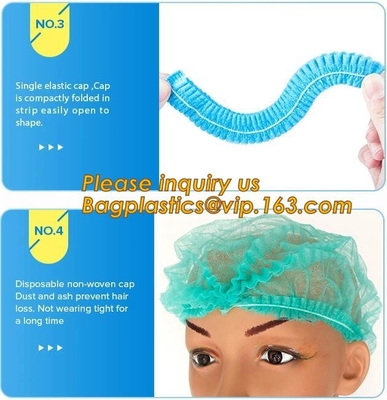 Coperture elastiche del cappuccio, cappucci capi chirurgici eliminabili medici, cappuccio Bouffant non tessuto della calca, CAPPUCCIO dell'INFERMIERE della retina