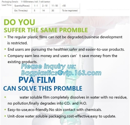 Le borse di plastica solubili in acqua della lavanderia di PEVA, riciclano la borsa, plastica solubile solubile in acqua fredda sacchetto la borsa di PVA