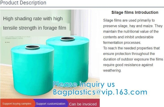 Silaggio, fieno, involucro di cotogno del bengala di protezione del mais, film, pacchetto della balla dell'erba di agricoltura, film di allungamento del silaggio, resistente UV