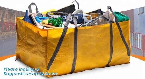 grandi borse pieghevoli e riutilizzabili delle borse di salto, della borsa del bidone della spazzatura, della costruzione dello spreco, riutilizzabile multiplo, strappo resistente