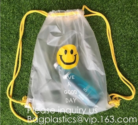 Borsa portabiancheria biodegradabile con coulisse personalizzata, logo stampato Poly Hotel, borsa portabiancheria da viaggio
