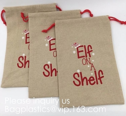 Sacchetti di iuta naturale con coulisse Sacchetti di caramelle per gioielli Sacchetti regalo per bomboniere per feste di matrimonio di Natale