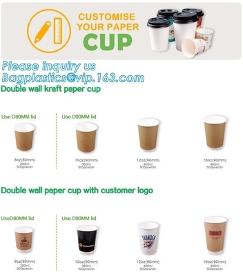 Bicchiere di carta da caffè biodegradabile con coperchio personalizzato stampato, confezione con coperchio per tazza di carta gelato da 3 once 5 once 6 once 8 once