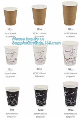 Bicchiere di carta da caffè biodegradabile con coperchio personalizzato stampato, confezione con coperchio per tazza di carta gelato da 3 once 5 once 6 once 8 once