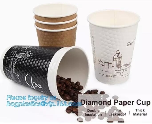 Bicchiere di carta da caffè biodegradabile con coperchio personalizzato stampato, confezione con coperchio per tazza di carta gelato da 3 once 5 once 6 once 8 once