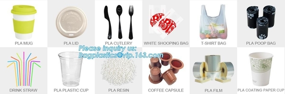 PLA a base vegetale, involucro individuale, cannuccia per cocktail, ecologico, amido di mais, Flexi, cucchiaio, forchetta, coltery