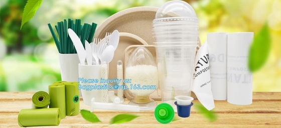 PLA a base vegetale, involucro individuale, cannuccia per cocktail, ecologico, amido di mais, Flexi, cucchiaio, forchetta, coltery