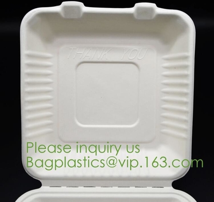 Biodegradabile, Sugar Cane, la polpa di bambù della canna da zucchero, Bento Box, contenitore di alimento della bagassa, elimini la scatola, i piatti &amp; le ciotole