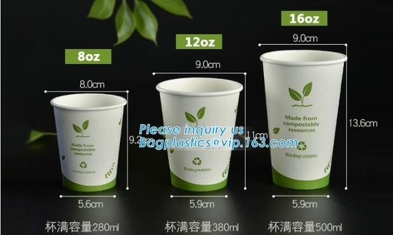 Ecologico, Blodegradable, concimabile, PLA ha allineato l'insieme freddo caldo eliminabile della tazza della bevanda, il caffè, i negozi, chiosco