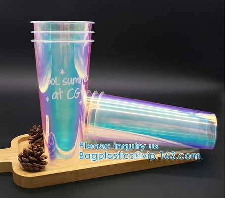 Tazza eliminabile creativa a forma di U di scintillio, bevanda Juice Coffee Tea Takeaway Cups, frullato di frappè