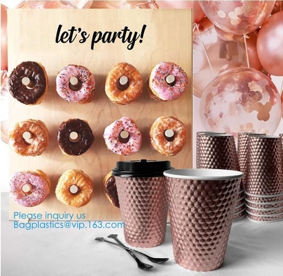 Partito metallico Rose Gold Cups, cucchiaio del coperchio, Rose Gold Party Decorations, decorazioni nuziali della doccia, tazze di caffè