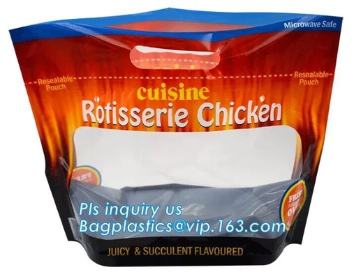 Le borse impermeabili al grasso risigillabili, borsa arrostita del pollo, stanno l'imballaggio su arrostito, anti nebbia del sacchetto caldo dell'arrosto