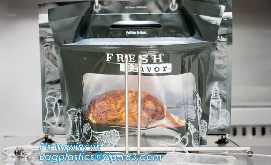 La barriera, a prova d'umidità, pollo del girarrosto di Kraft insacca la ghiottoneria d'imballaggio del pasto caldo insacca con la serratura risigillabile della chiusura lampo