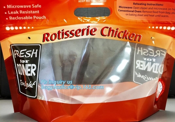 La barriera, a prova d'umidità, pollo del girarrosto di Kraft insacca la ghiottoneria d'imballaggio del pasto caldo insacca con la serratura risigillabile della chiusura lampo