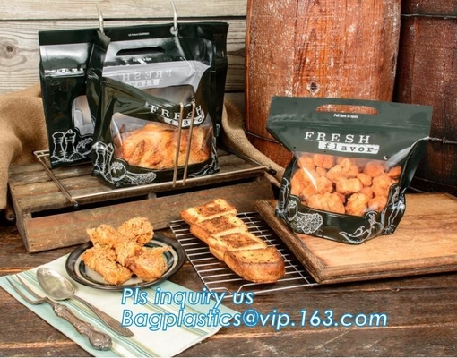Del supporto borsa calda antinebbia biodegradabile del pollo del girarrosto di microonda della borsa della chiusura lampo del pollo arrosto su con la maniglia