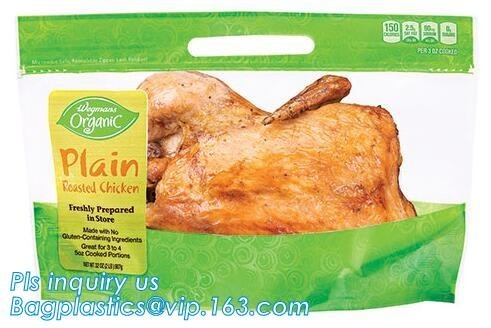 Borse calde del pollo del girarrosto dell'anti nebbia, borsa arrostita Microwaveable di imballaggio della carne con la chiusura lampo risigillabile del cursore