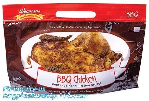 Borse calde del pollo del girarrosto dell'anti nebbia, borsa arrostita Microwaveable di imballaggio della carne con la chiusura lampo risigillabile del cursore