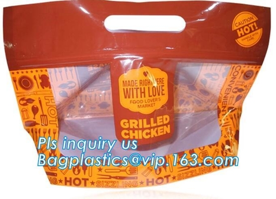 La chiusura lampo risigillabile del cursore, Doypack, pollo arrosto sta sul sacchetto con il foro di sfiato, condizione inferiore di auto del rinforzo