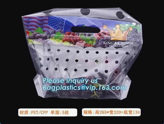Chiaro supporto a chiusura lampo sulle borse d'imballaggio del sacchetto della frutta, borse scaricate dei prodotti con la chiusura lampo, frutta di verdure al minuto