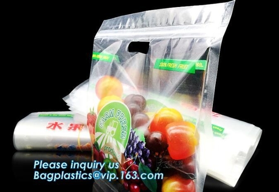 Chiaro supporto a chiusura lampo sulle borse d'imballaggio del sacchetto della frutta, borse scaricate dei prodotti con la chiusura lampo, frutta di verdure al minuto