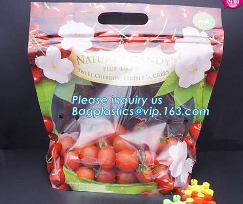 Chiaro supporto a chiusura lampo sulle borse d'imballaggio del sacchetto della frutta, borse scaricate dei prodotti con la chiusura lampo, frutta di verdure al minuto