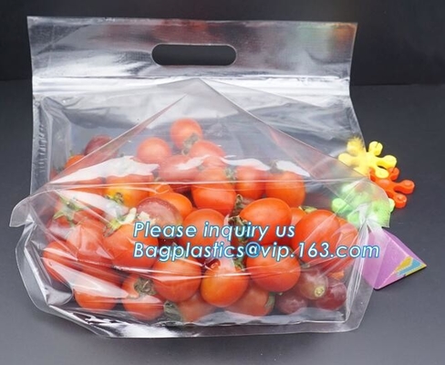 Chiaro supporto a chiusura lampo sulle borse d'imballaggio del sacchetto della frutta, borse scaricate dei prodotti con la chiusura lampo, frutta di verdure al minuto