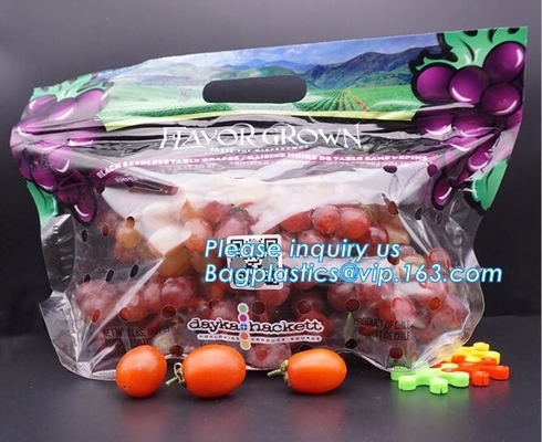 Chiaro supporto a chiusura lampo sulle borse d'imballaggio del sacchetto della frutta, borse scaricate dei prodotti con la chiusura lampo, frutta di verdure al minuto