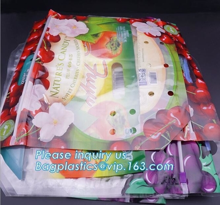 Chiaro supporto a chiusura lampo sulle borse d'imballaggio del sacchetto della frutta, borse scaricate dei prodotti con la chiusura lampo, frutta di verdure al minuto