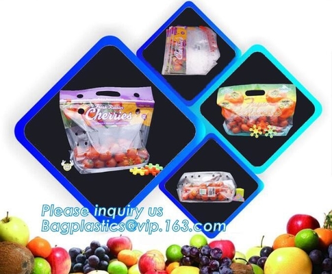 Chiaro supporto a chiusura lampo sulle borse d'imballaggio del sacchetto della frutta, borse scaricate dei prodotti con la chiusura lampo, frutta di verdure al minuto