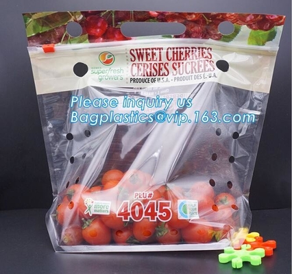 Chiaro supporto a chiusura lampo sulle borse d'imballaggio del sacchetto della frutta, borse scaricate dei prodotti con la chiusura lampo, frutta di verdure al minuto
