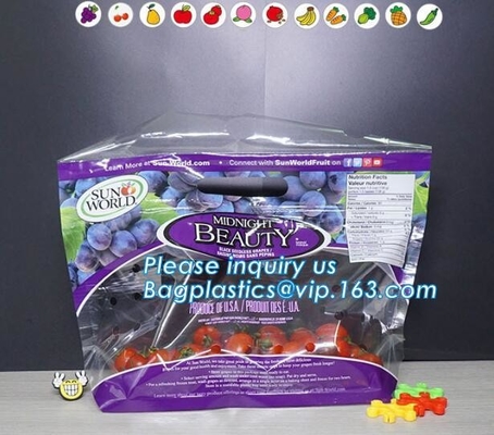 Chiaro supporto a chiusura lampo sulle borse d'imballaggio del sacchetto della frutta, borse scaricate dei prodotti con la chiusura lampo, frutta di verdure al minuto