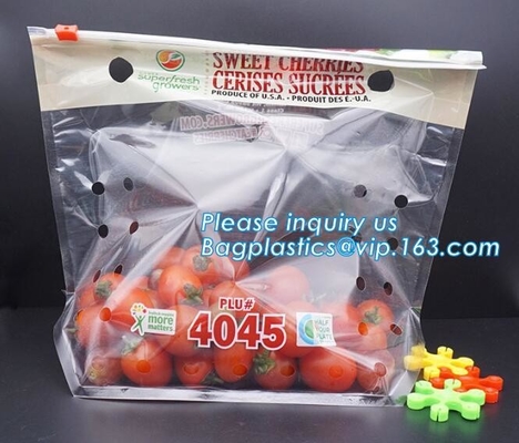 Chiaro supporto a chiusura lampo sulle borse d'imballaggio del sacchetto della frutta, borse scaricate dei prodotti con la chiusura lampo, frutta di verdure al minuto