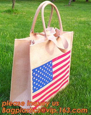 Tasca interna della chiusura lampo di Tote Bag Full Gusset With della iuta di Tote Bags Bulk Laminated Interior della tela da imballaggio, DIY Art Crafts