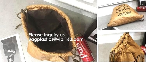 Zaino di carta materiale biodegradabile riciclato ambientale ecologico del pacchetto del cordone di Kraft Tyvek di viaggio