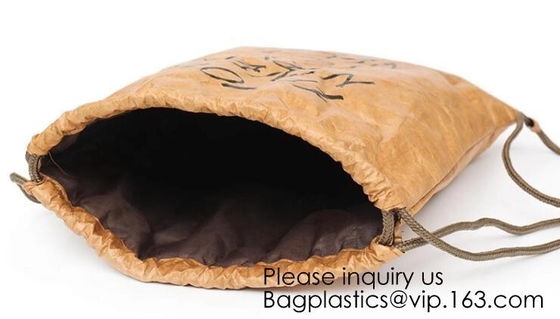 Zaino di carta materiale biodegradabile riciclato ambientale ecologico del pacchetto del cordone di Kraft Tyvek di viaggio