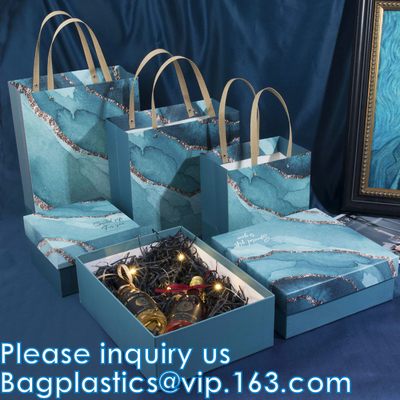 Borsa di carta con le maniglie, borsa della festa nuziale, dimensione del regalo del mazzo di XL del sacco di carta del quadrato, avvolgente le borse, contenitori di regalo