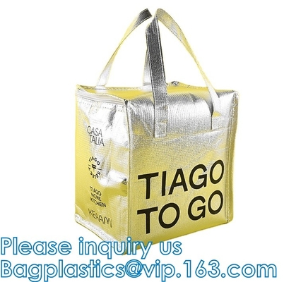 Borsa isolata sigillata dispositivo di raffreddamento di alluminio, borsa termica del pranzo della maniglia, borsa fredda calda, trasporto, conservazione