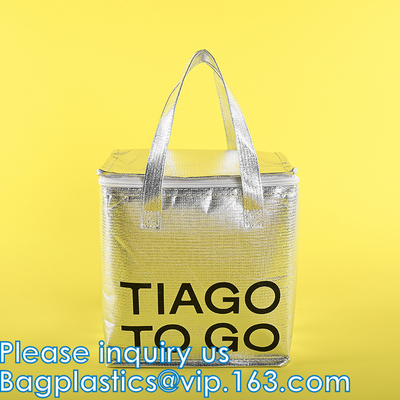 Borsa isolata sigillata dispositivo di raffreddamento di alluminio, borsa termica del pranzo della maniglia, borsa fredda calda, trasporto, conservazione