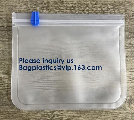 PEVA, silicone, borse risigillabili dell'alimento del congelatore di stoccaggio riutilizzabile, contenitore ermetico del pranzo della chiusura lampo della prova della perdita