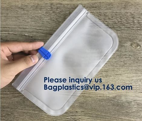 PEVA, silicone, borse risigillabili dell'alimento del congelatore di stoccaggio riutilizzabile, contenitore ermetico del pranzo della chiusura lampo della prova della perdita