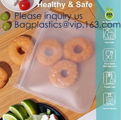 PEVA, silicone, borse risigillabili dell'alimento del congelatore di stoccaggio riutilizzabile, contenitore ermetico del pranzo della chiusura lampo della prova della perdita